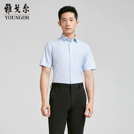 雅戈尔 商场同款男浅蓝素色DP系列短袖衬衫YSDP120704IFA图片