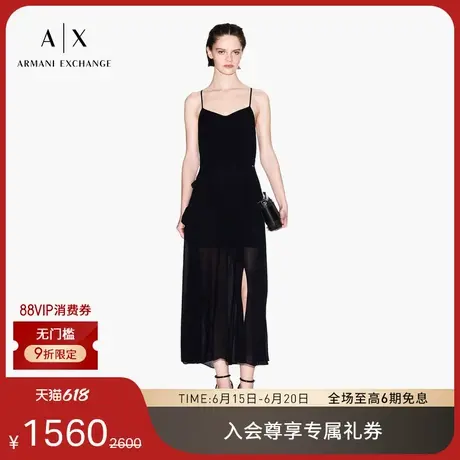 ARMANI EXCHANGE/阿玛尼2025夏季新款女士绉纱拼接吊带连衣裙官方图片