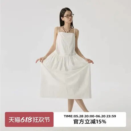 omont蛋挞家 白色吊带连衣裙夏季新款低腰宽松无袖中长裙子图片