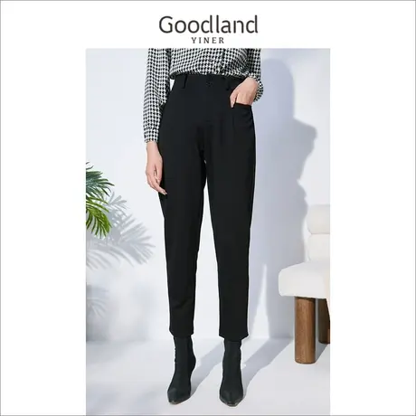 *Goodland女装2022冬季新款通勤高腰直筒垂感百搭西装休闲裤图片