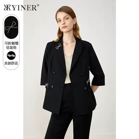 YINER音儿奥莱女装秋季通勤纯色西装短外套图片