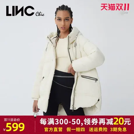 商场同款LINC金羽杰羽绒服女2021冬反季时尚短款面包服官网正品图片