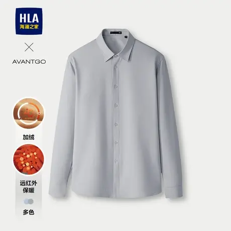 HLA/海澜之家轻商务加绒保暖衬衫24秋冬新休闲条纹厚款舒适衬衣男图片