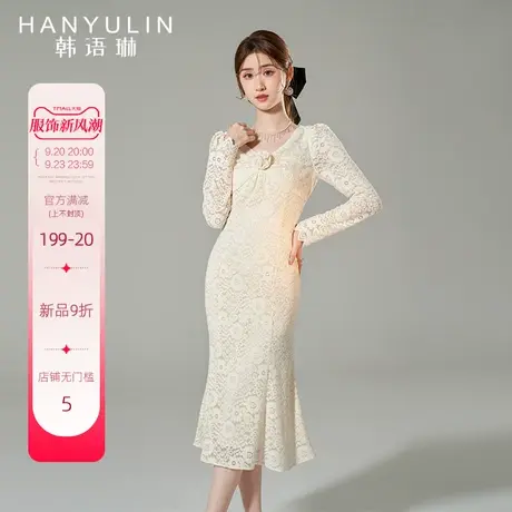 韩语琳秋季长袖连衣裙女2023新款春秋法式显瘦气质高级感修身裙子图片