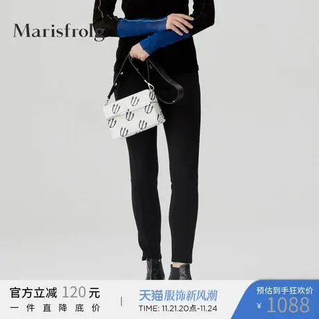 Marisfrolg玛丝菲尔女装秋季新款黑色修身直筒长裤A1KT34765图片