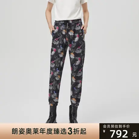 朗姿/LANCY纯棉小脚裤女秋季新款印花休闲长裤女商场同款专柜正品图片