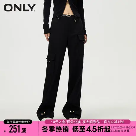 ONLY夏季时尚透气百搭高腰显瘦立体大口袋直筒工装裤休闲裤女图片
