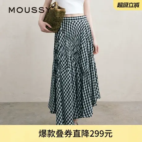 MOUSSY 夏季文艺感不规则格纹半身裙女028ISA30-3021图片