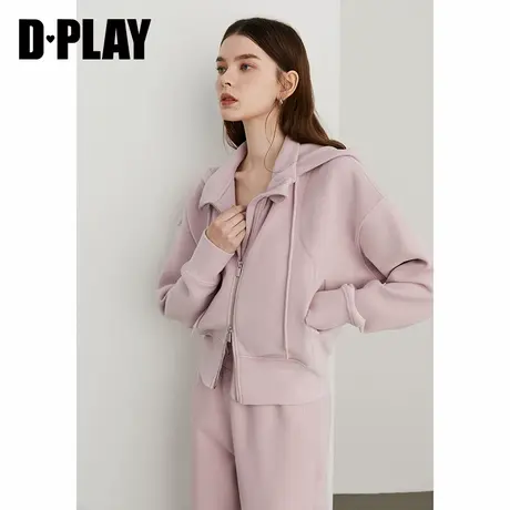 DPLAY年冬季新款休闲粉色拉链运动卫衣休闲简约上衣长袖女图片