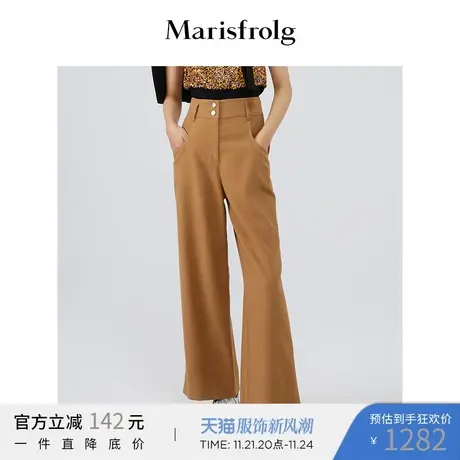 【商场同款】玛丝菲尔冬季新款卡其色阔腿裤休闲裤裤子女图片