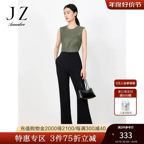 玖姿安娜蔻职业通勤OL风休闲西裤女2023夏季新小众开衩裤子黑色图片