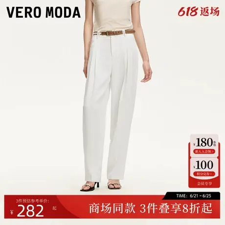 Vero Moda休闲裤女2025夏季新款卡扣腰头捏褶设计直筒裤3252PL020图片