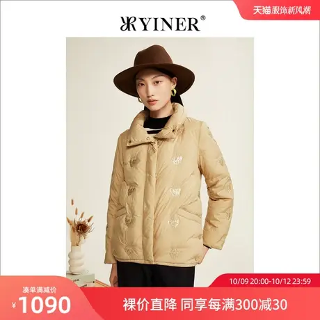 YINER音儿女装2022冬季新款衬衫式短款羽绒服图片
