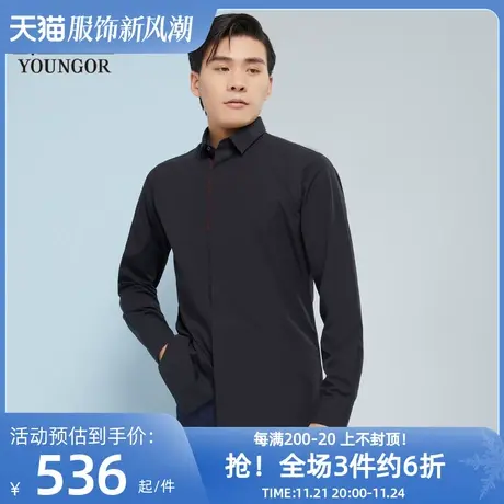 雅戈尔奥莱 商场同款男士长袖衬衫秋季新款官方商务休闲上班衬衫图片