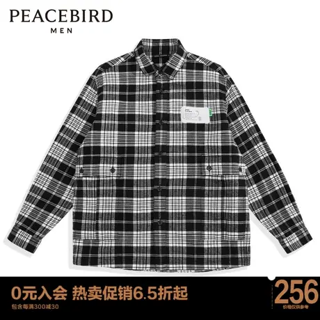 太平鸟男装 2022格纹衬衫休闲衬衣B1CHC1235图片