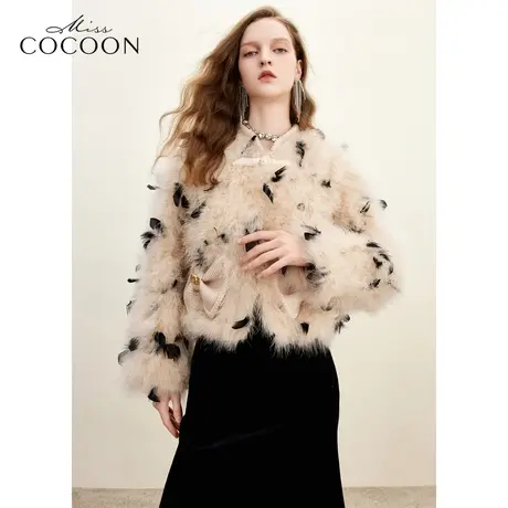 MissCOOCOON禽鸟毛2023冬新款女装贵气国风盘扣皮草图片