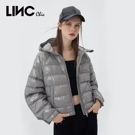 LINC金羽杰轻薄羽绒服女2023秋冬新款潮亮色短款女款夹克商场同款图片