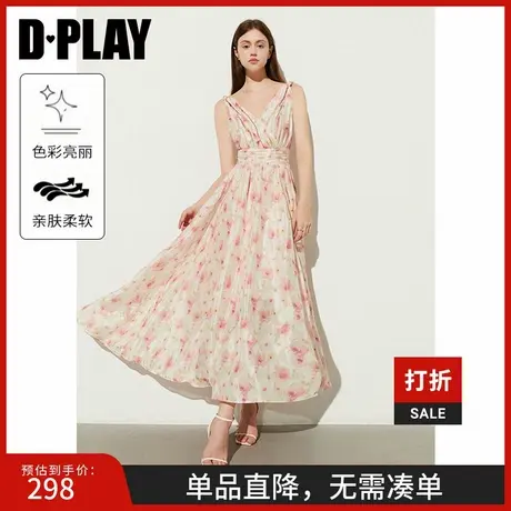 DPLAY【黑标】年夏季度假风粉色碎花海边沙滩吊带裙连衣裙女图片