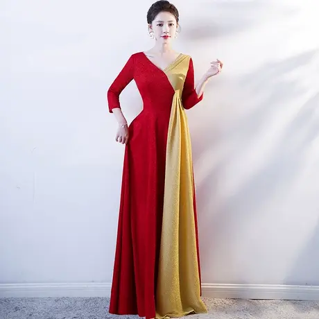 大合唱团演出服装女长裙2023新款成人独唱舞台红歌朗诵指挥晚礼服图片