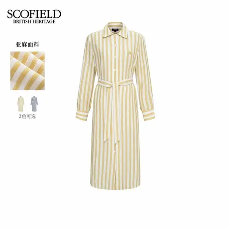 【法国亚麻】Scofield女都市条纹衬衫连衣裙刺绣Logo2025秋季新品图片