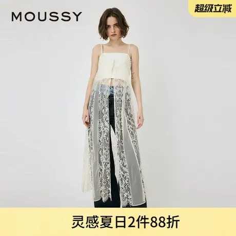 MOUSSY 夏季新品纯欲叠穿透视蕾丝吊带连衣裙女010HA633-7381图片