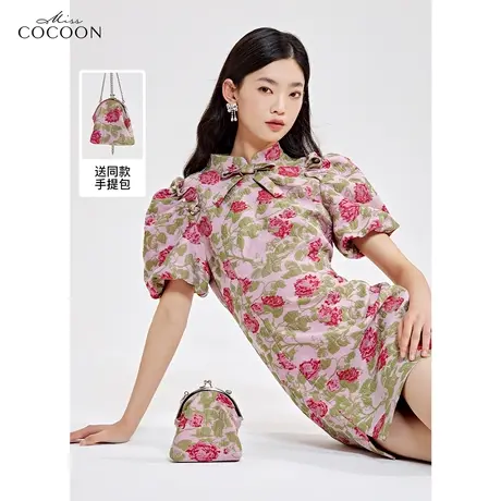 【附赠手包】MISSCOCOON新中式连衣裙女2023新款秋季改良旗袍裙子图片
