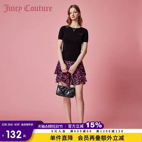 Juicy Couture橘滋春夏新款毛织圆领休闲短袖针织衫T恤女图片