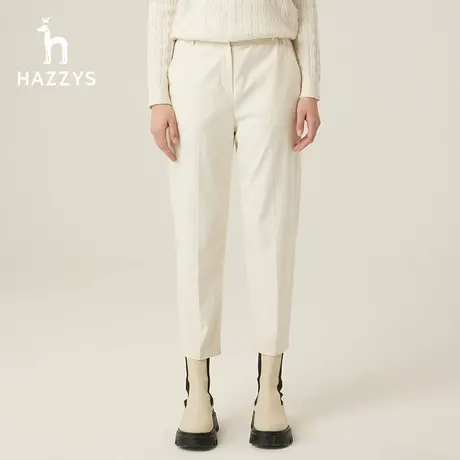 【商场同款】Hazzys哈吉斯女装23秋冬新款斜纹磨毛宽松通勤九分裤图片