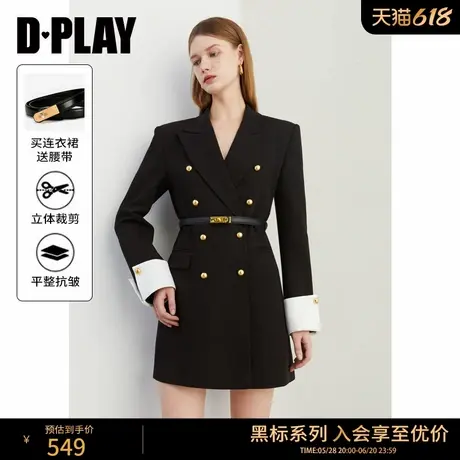 DPLAY【黑标】2025春季新款黑色西装女短款西服连衣裙短裙长袖图片