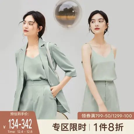 伊芙丽炸街西装外套女21年新款薄款别致懒人穿搭西装短裤夏图片