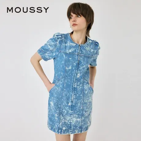 MOUSSY 夏季机车辣妹泼墨拉链牛仔连衣裙女010HS711-0080图片