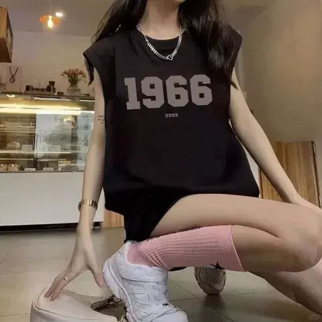 纯棉吊带运动坎肩工字背心无袖t恤女夏外穿慵懒风宽松篮球服上衣图片