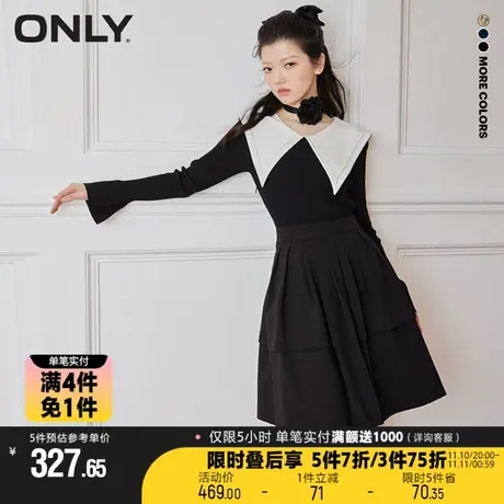 【买4免1】ONLY时尚潮流海军风尖领收腰短款连衣裙女|123107032图片