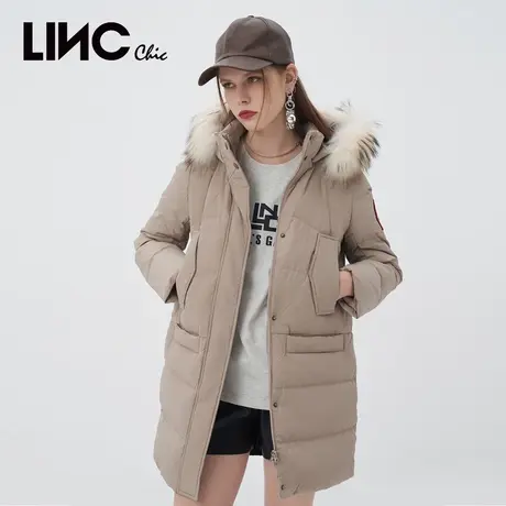 LINC金羽杰羽绒服女2023秋冬季新款简约连帽动感反季专柜断码外套图片