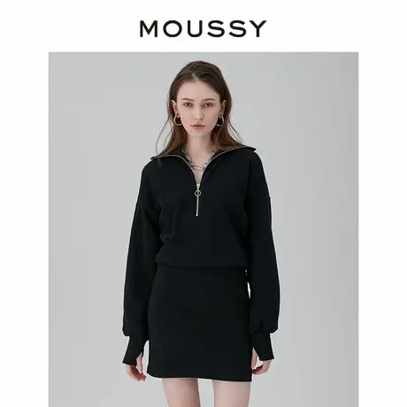 MOUSSY 气质通勤拉链半开领松紧腰针织卫衣连衣裙女010GSK80-0910图片
