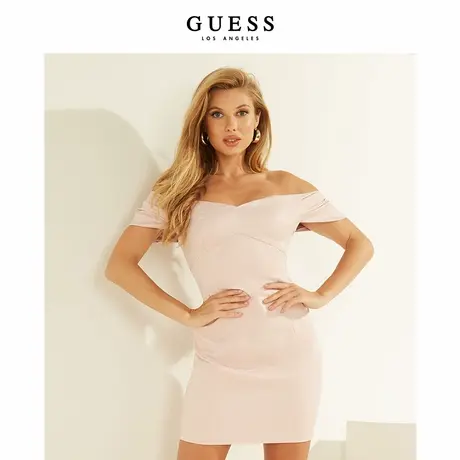 GUESS秋冬女士时尚简约修身一字肩连衣裙-W0FK61RDEE1图片