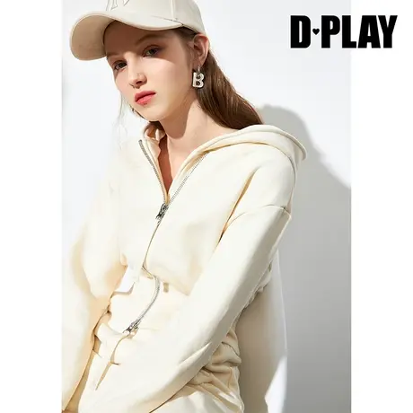 DPLAY德帕拉春款休闲时尚白色连帽短上衣ins风小个子外套图片