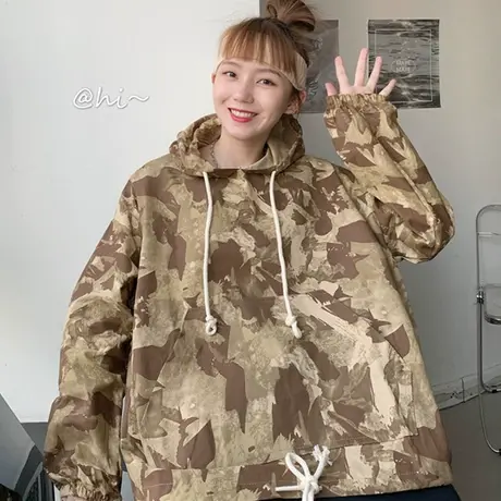 ulzzang扎染卫衣女春秋宽松韩版ins上衣bf慵懒风薄款waitmore外套图片