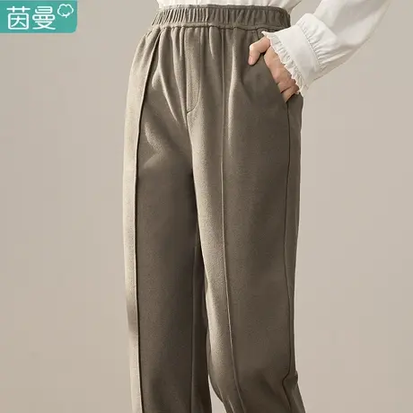 茵曼高腰毛呢裤子女秋装2023年新款显瘦百搭休闲直筒西装裤女裤图片