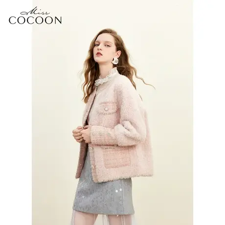 missCOCOON千金玛德琳2023冬装新款女装100%颗粒羊剪绒小香风皮草图片