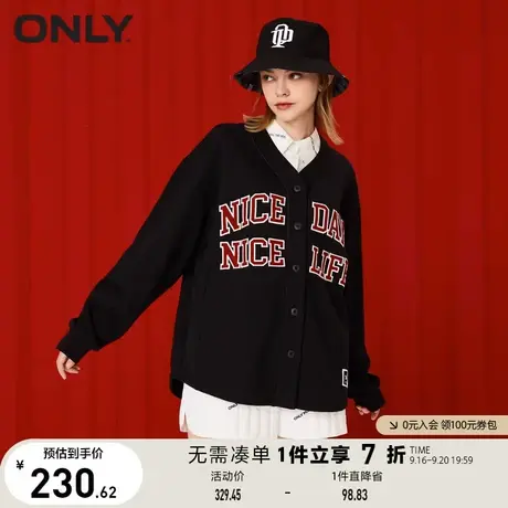 ONLY奥莱夏季时尚潮流休闲宽松V领棒球开衫卫衣女图片