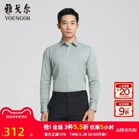【商场同款】雅戈尔官方夏季新款商务男士浅绿素色DP长袖衬衫YLDP图片