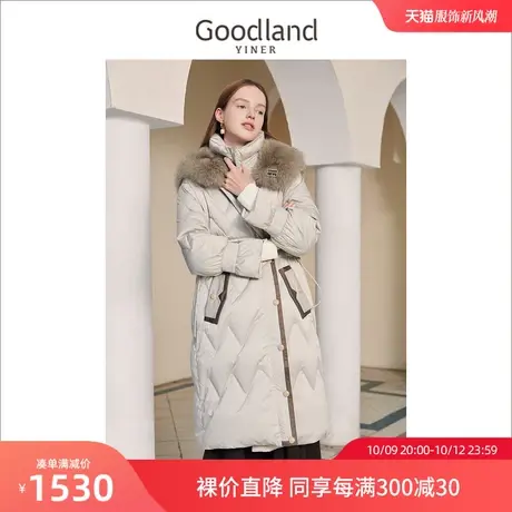音儿美地女装2022冬季新款长款过膝加厚狐狸毛领羽绒服图片