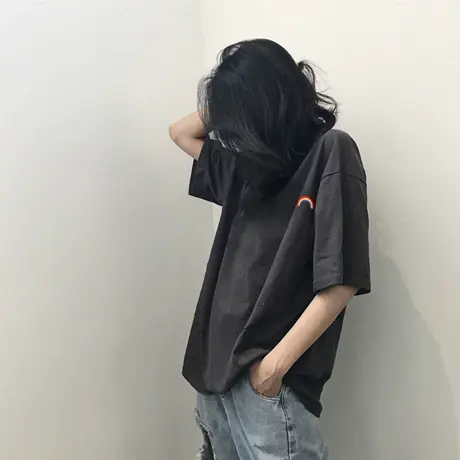 2023年新款春夏季情侣女装别致小众设计感潮ins上衣服正肩短袖t恤图片
