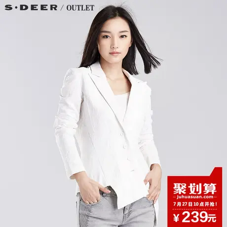 s.deer【上新】圣迪奥女装春装新款小西装外套棉麻上衣S16182273图片