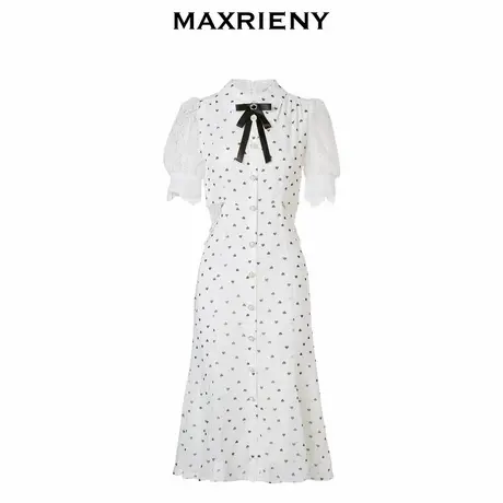 【奥莱】MAXRIENY甜美少女感露腰蝴蝶结连衣裙爱心波点蕾丝裙图片