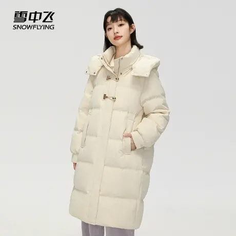 雪中飞2023秋冬新款女士中长款连帽羽绒服加厚学院风保暖时尚韩版图片