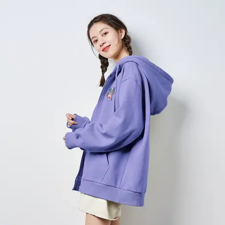 唐狮ins潮连帽外套女装春秋季新款夹克宽松开衫卫衣短款上衣图片