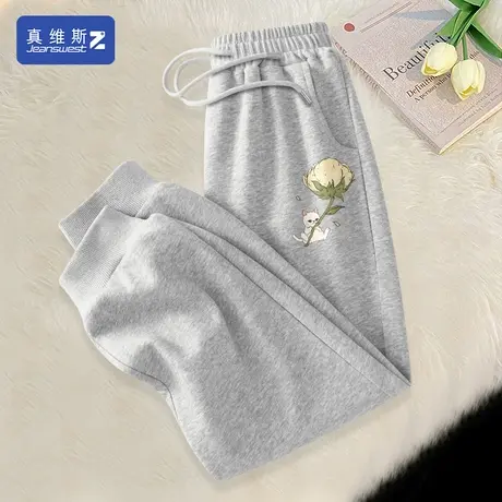 真维斯Z+运动裤女2024早春新款休闲裤春秋灰色裤子小个子九分裤H图片