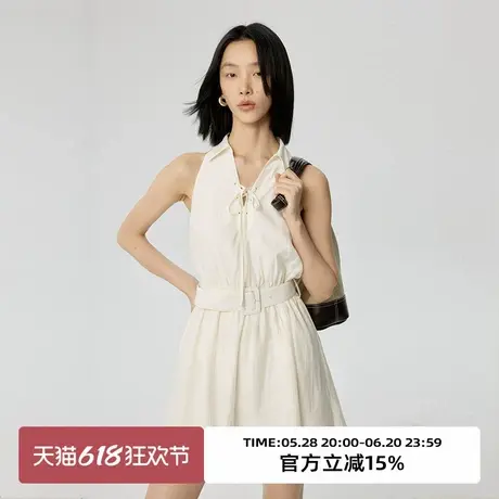 omont蛋挞家 复古绑带无袖连衣裙夏季减龄收腰显瘦小个子短裙图片